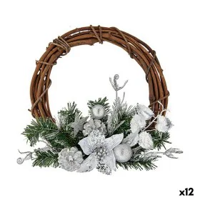 Weihnachtskranz Braun grün Silberfarben Holz Kunststoff 33 x 9 x 35 cm (12 Stück) von Krist+, Weihnachten - Ref: S3628470, Pr...