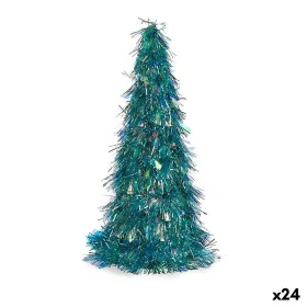 Decorative Figure Christmas Tree Tinsel Blue polypropylene PET 24 x 46 x 24 cm (24 Units) by Krist+, Christmas - Ref: S362849...