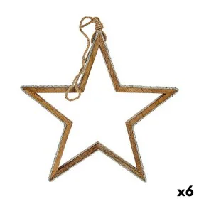 Christmas bauble Star Silver Jute Wood 31 x 5,5 x 60 cm (6 Units) by Krist+, Christmas - Ref: S3628498, Price: 69,43 €, Disco...