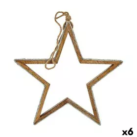 Adorno Navideño Estrella Plateado Yute Madera 31 x 5,5 x 60 cm (6 Unidades) de Krist+, Navidad - Ref: S3628498, Precio: 69,43...