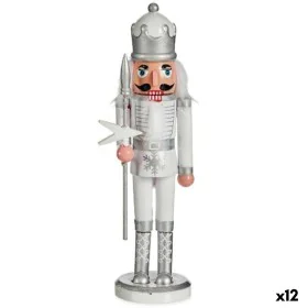 Decorative Figure Nutcracker White Silver Plastic 9,5 x 28,5 x 7,5 cm (12 Units) by Krist+, Christmas - Ref: S3628528, Price:...