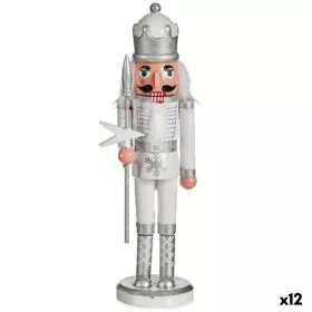 Decorative Figure Nutcracker White Silver Plastic 9,5 x 28,5 x 7,5 cm (12 Units) by Krist+, Christmas - Ref: S3628528, Price:...