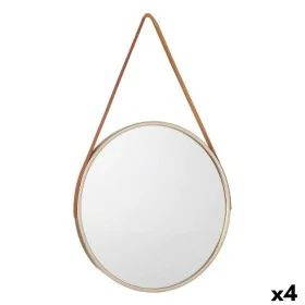 Miroir mural Marron champagne Verre Cuir Synthétique 60 x 60 x 3 cm (4 Unités) de Gift Decor, Miroirs muraux - Réf : S3628690...