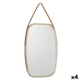 Miroir mural Marron champagne Verre Cuir Synthétique 43 x 65 x 3 cm (4 Unités) de Gift Decor, Miroirs muraux - Réf : S3628706...