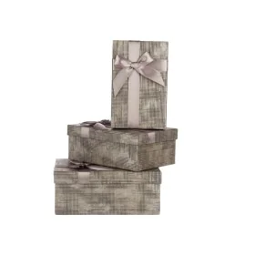 Set of decorative boxes Anthracite Cardboard Stripes Lasso 3 Pieces by Pincello, Boxes - Ref: S3628763, Price: 7,74 €, Discou...