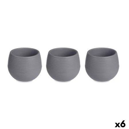 Set of pots Anthracite Plastic 12 x 12 x 11 cm (6 Units) by Ibergarden, Flower Pots - Ref: S3628979, Price: 23,34 €, Discount: %