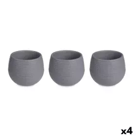 Set of pots Anthracite Plastic 16,5 x 16,5 x 14,5 cm (4 Units) by Ibergarden, Flower Pots - Ref: S3628985, Price: 32,80 €, Di...