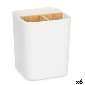 Toothbrush Holder White Bamboo polypropylene 9 x 11 x 9 cm (6 Units) by Berilo, Stands and dispensers - Ref: S3629115, Price:...