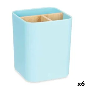 Toothbrush Holder Blue Bamboo polypropylene 9 x 11 x 9 cm (6 Units) by Berilo, Stands and dispensers - Ref: S3629119, Price: ...