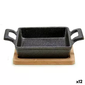 Cazuela para Servir Tapas Marrón Negro Bambú Hierro 19 x 5 x 14 cm (12 Unidades) de Kinvara, Cazuelas y terrinas - Ref: S3629...