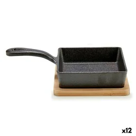 Casserole Dish for Serving Tapas Pan Brown Grey Bamboo Forged steel 23,7 x 6,3 x 14 cm (12 Units) by Kinvara, Plates and dish...