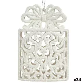 Adorno Navideño Caja De Regalo Blanco Plástico Purpurina 7,4 x 12 x 4 cm (24 Unidades) de Krist+, Navidad - Ref: S3629192, Pr...