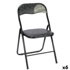 Folding Chair Quality Black Grey PVC Metal 43 x 46 x 78 cm (6 Units) by Gift Decor, Chairs - Ref: S3629214, Price: 89,72 €, D...