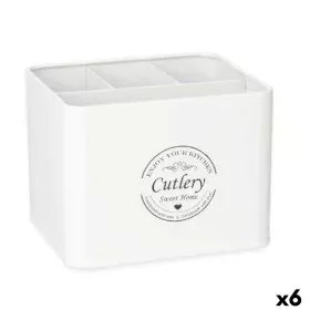 Multi-purpose basket Pieces of Cutlery White Metal 18 x 13,3 x 15,3 cm (6 Units) by Kinvara, Shelves and supports - Ref: S362...