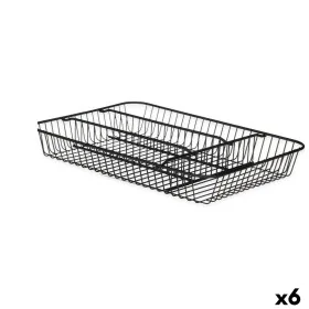 Cutlery Organiser Black Metal 26 x 4,7 x 35,5 cm (6 Units) by Kinvara, Shelves and supports - Ref: S3629368, Price: 33,48 €, ...