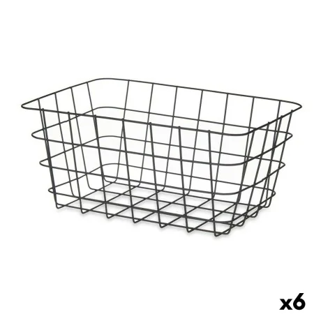 Multi-purpose basket Black Metal 30,3 x 14 x 22,5 cm Rectangular (6 Units) by Kinvara, Shelves and supports - Ref: S3629412, ...