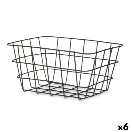 Multi-purpose basket Black Metal 24,5 x 12 x 18 cm Rectangular (6 Units) by Kinvara, Shelves and supports - Ref: S3629414, Pr...