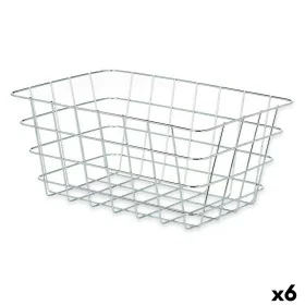 Panier Multi-usages Argenté Métal 31 x 14 x 21 cm Rectangulaire (6 Unités) de Kinvara, Étagères et supports - Réf : S3629418,...