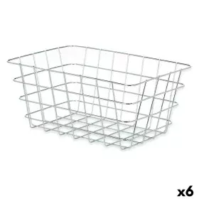 Cestino Multiuso Argentato Metallo 31 x 14 x 21 cm Rettangolare (6 Unità) di Kinvara, Ripiani e supporti - Rif: S3629418, Pre...