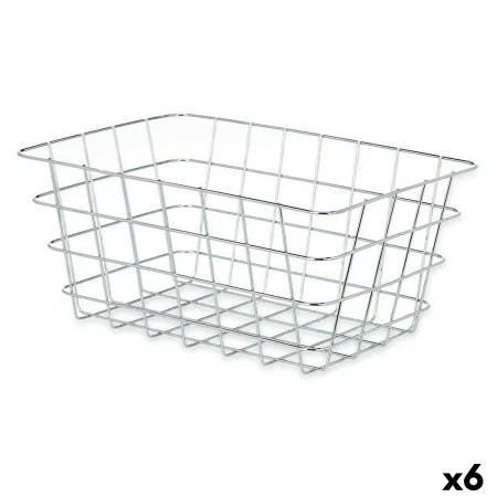 Multi-purpose basket Silver Metal 31 x 14 x 21 cm Rectangular (6 Units) by Kinvara, Shelves and supports - Ref: S3629418, Pri...