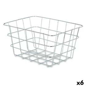 Multi-purpose basket Silver Metal 24 x 12,5 x 18,5 cm Rectangular (6 Units) by Kinvara, Shelves and supports - Ref: S3629420,...