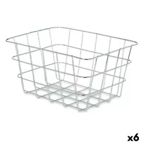 Panier Multi-usages Argenté Métal 24 x 12,5 x 18,5 cm Rectangulaire (6 Unités) de Kinvara, Étagères et supports - Réf : S3629...