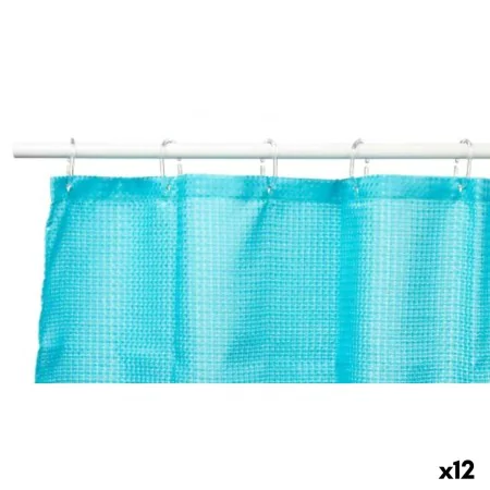 Cortina de Duche Pontos Azul Poliéster 180 x 180 cm (12 Unidades) de Berilo, Cortinas, ganchos e revestimentos para duche - R...