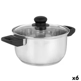 Casserole with glass lid Silver Stainless steel 2,5 L 31 x 10,5 x 20 cm (6 Units) by Kinvara, Casserole pans - Ref: S3629510,...