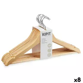 Set of Clothes Hangers 44,5 x 1,2 x 23 cm Brown Wood Metal (8 Units) by Kipit, Hangers - Ref: S3629653, Price: 44,64 €, Disco...