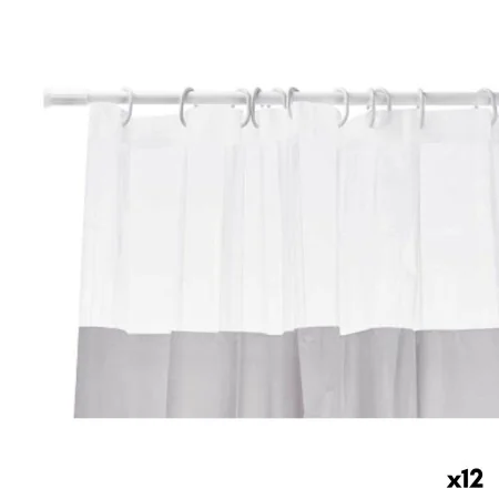 Shower Curtain Transparent 180 x 180 cm Grey Plastic PEVA (12 Units) by Berilo, Shower curtains, hooks and casings - Ref: S36...