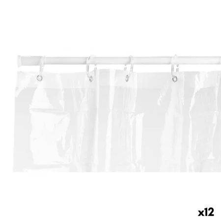 Shower Curtain 180 x 180 cm Plastic PEVA Transparent (12 Units) by Berilo, Shower curtains, hooks and casings - Ref: S3629673...