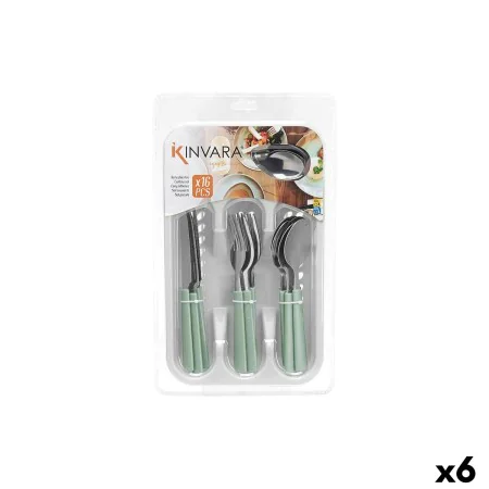 Cutlery Set Green Silver Stainless steel Plastic (6 Units) by Kinvara, Cutlery sets - Ref: S3630009, Price: 33,48 €, Discount: %