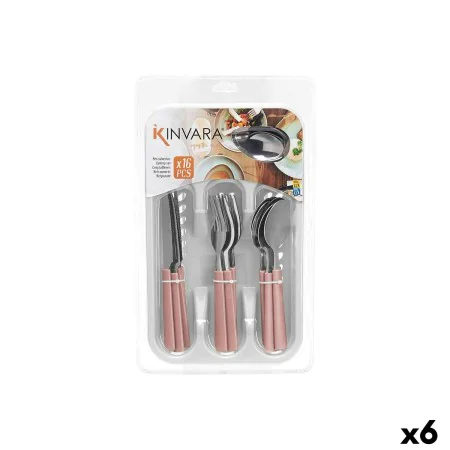 Cutlery Set Stainless steel Plastic Pink Silver (6 Units) by Kinvara, Cutlery sets - Ref: S3630011, Price: 33,48 €, Discount: %