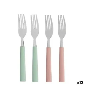 Gabel-Set grün Rosa Silberfarben Edelstahl Kunststoff 18,7 cm (12 Stück) von Kinvara, Gabeln - Ref: S3630013, Preis: 19,98 €,...