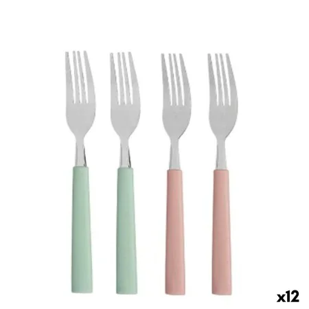 Conjunto de Garfos Verde Cor de Rosa Prateado Aço inoxidável Plástico 18,7 cm (12 Unidades) de Kinvara, Garfos - Ref: S363001...