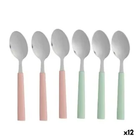 Löffel-Set Nachtisch grün Rosa Silberfarben Edelstahl Kunststoff 15,7 cm (12 Stück) von Kinvara, Löffel - Ref: S3630019, Prei...