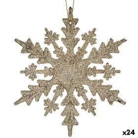 Weihnachtsschmuck Schneeflocken champagne Kunststoff Glitzernd 15 x 15 x 0,2 cm (24 Stück) von Krist+, Weihnachten - Ref: S36...