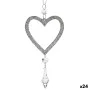 Christmas bauble Heart Silver Plastic Glitter 9 x 16 x 2 cm (24 Units) by Krist+, Christmas - Ref: S3630056, Price: 28,37 €, ...