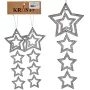 Christmas Decorations Set Silver Plastic Glitter Star 19 x 0,2 x 23 cm (24 Units) by Krist+, Christmas - Ref: S3630084, Price...