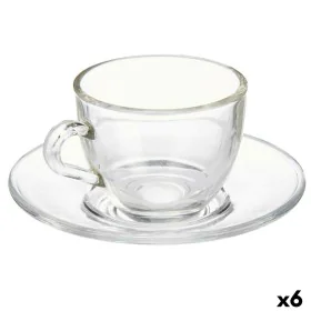 Tasse avec sous-tasse Transparent verre 85 ml (6 Unités) de Vivalto, Tasses - Réf : S3630103, Prix : 7,61 €, Remise : %