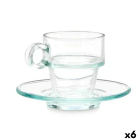 Tasse avec sous-tasse Transparent verre 90 ml (6 Unités) de Vivalto, Tasses - Réf : S3630104, Prix : 7,61 €, Remise : %