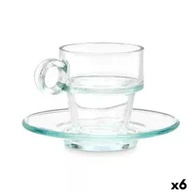 Cup with Plate Transparent Glass 90 ml (6 Units) by Vivalto, Cups - Ref: S3630104, Price: 6,85 €, Discount: %