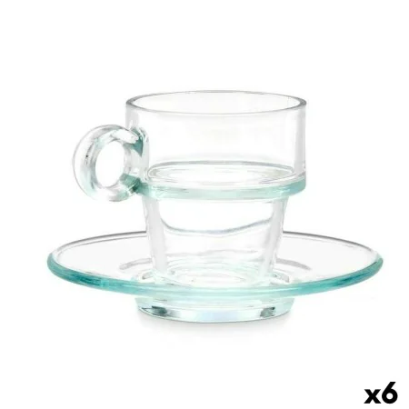 Tasse avec sous-tasse Transparent verre 90 ml (6 Unités) de Vivalto, Tasses - Réf : S3630104, Prix : 7,61 €, Remise : %