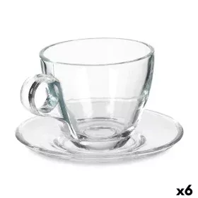 Cup with Plate Transparent Glass 170 ml (6 Units) by Vivalto, Cups - Ref: S3630105, Price: 10,51 €, Discount: %