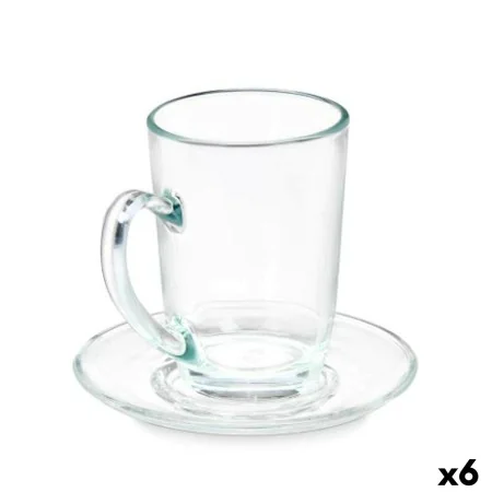 Cup with Plate Transparent Glass 200 ml (6 Units) by Vivalto, Cups - Ref: S3630106, Price: 10,51 €, Discount: %