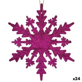 Décorations de Noël Flocons de neige Fuchsia Plastique Paillettes 15 x 15 x 0,2 cm (24 Unités) de Krist+, Noël - Réf : S36301...