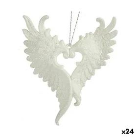 Christmas bauble Angel Wings White Plastic Glitter 12 x 13 x 2,5 cm (24 Units) by Krist+, Christmas - Ref: S3630170, Price: 3...