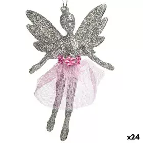 Christmas bauble Fairy Silver Plastic Glitter 8 x 12 x 5 cm (24 Units) by Krist+, Christmas - Ref: S3630174, Price: 38,72 €, ...