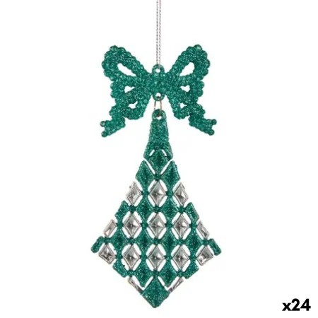 Adorno Navideño Lazo Rombos Verde Plástico Purpurina 7,5 x 1 x 15,5 cm (24 Unidades) de Krist+, Navidad - Ref: S3630177, Prec...