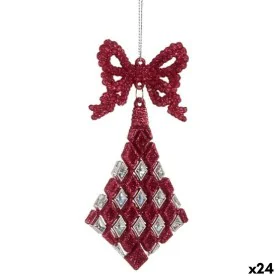 Adorno Navideño Lazo Rombos Fucsia Plástico Purpurina 7,5 x 1 x 15,5 cm (24 Unidades) de Krist+, Navidad - Ref: S3630178, Pre...